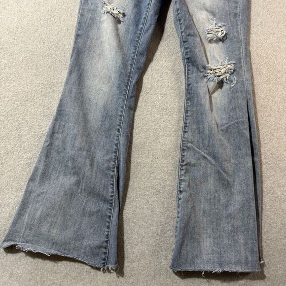 Judy Blue Jeans Womens 29 Blue Flare High Rise Stretch Denim Distressed - Picture 5 of 13